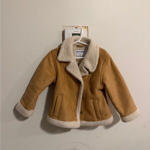 Old Navy Brown toddler girl shearling jackeKids Puffer Jacket with Cream Accents